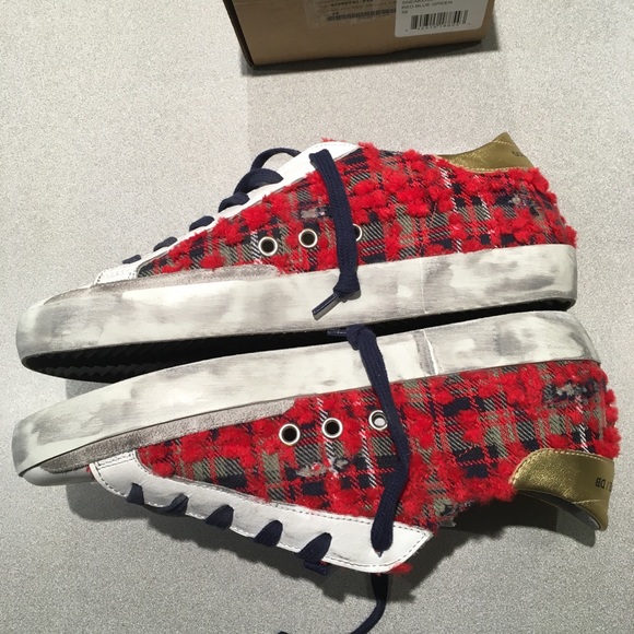 Golden Goose Superstar Red Blue Check/Ice 39 NIB - Picture 5 of 8